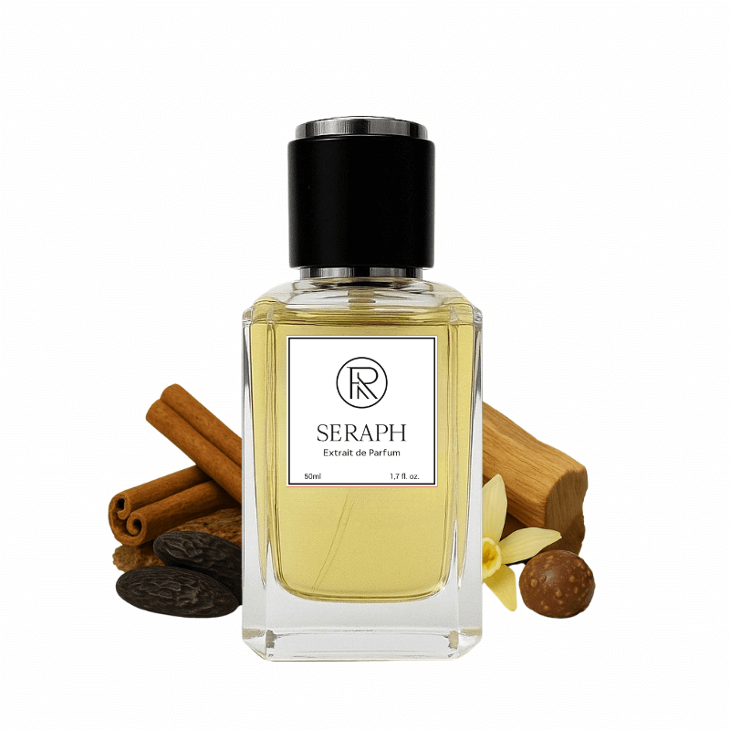 Frago SERAPH perfume bottle with fruits – warm gourmand fragrance